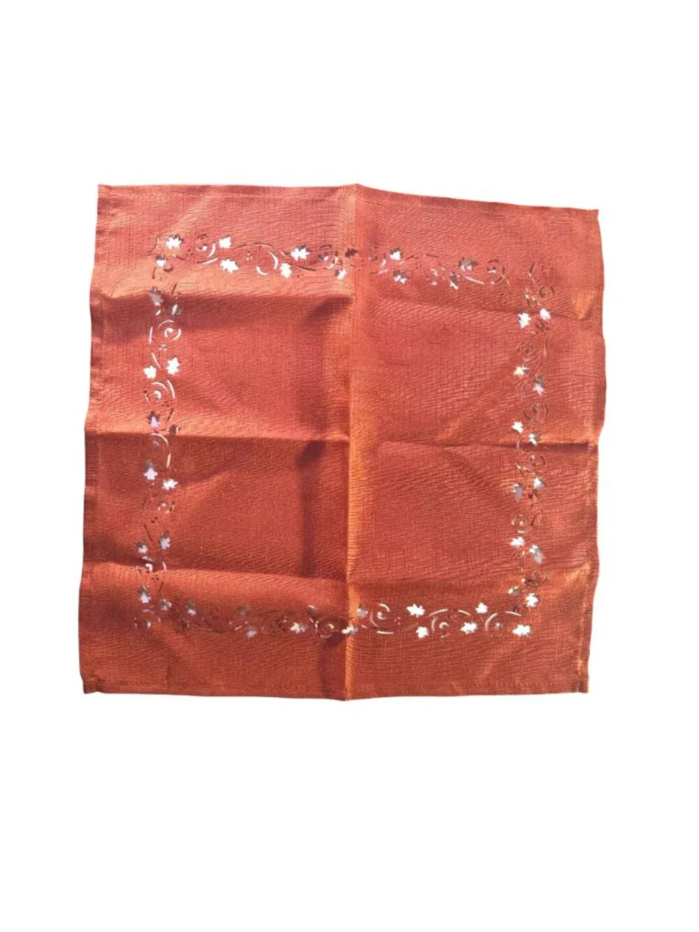 Thanksgiving Tablecloth Napkin Set cutwork leaf orange autumn holiday linens